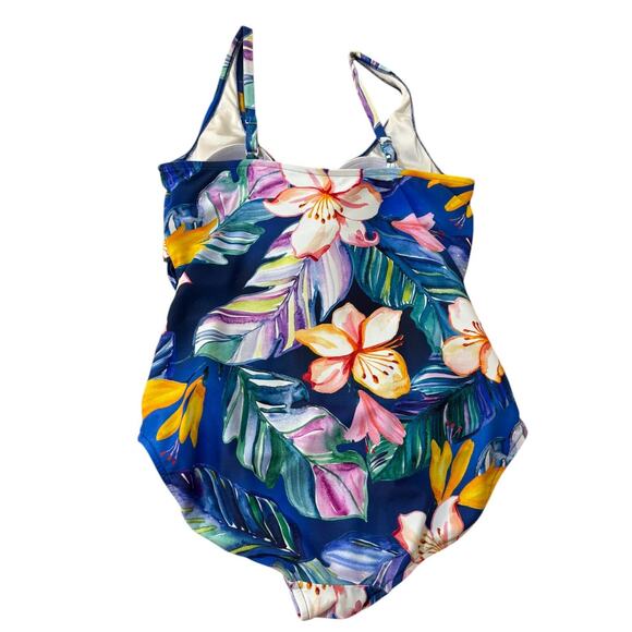 Maxine of Hollywood Swimsuit‎ Women 10 Blue One Piece Beach Tropical Vacation - Picture 4 of 8